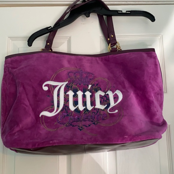 Juicy Couture Handbags - Vintage juicy couture tote bag handbag lap top bag large New with defects purple